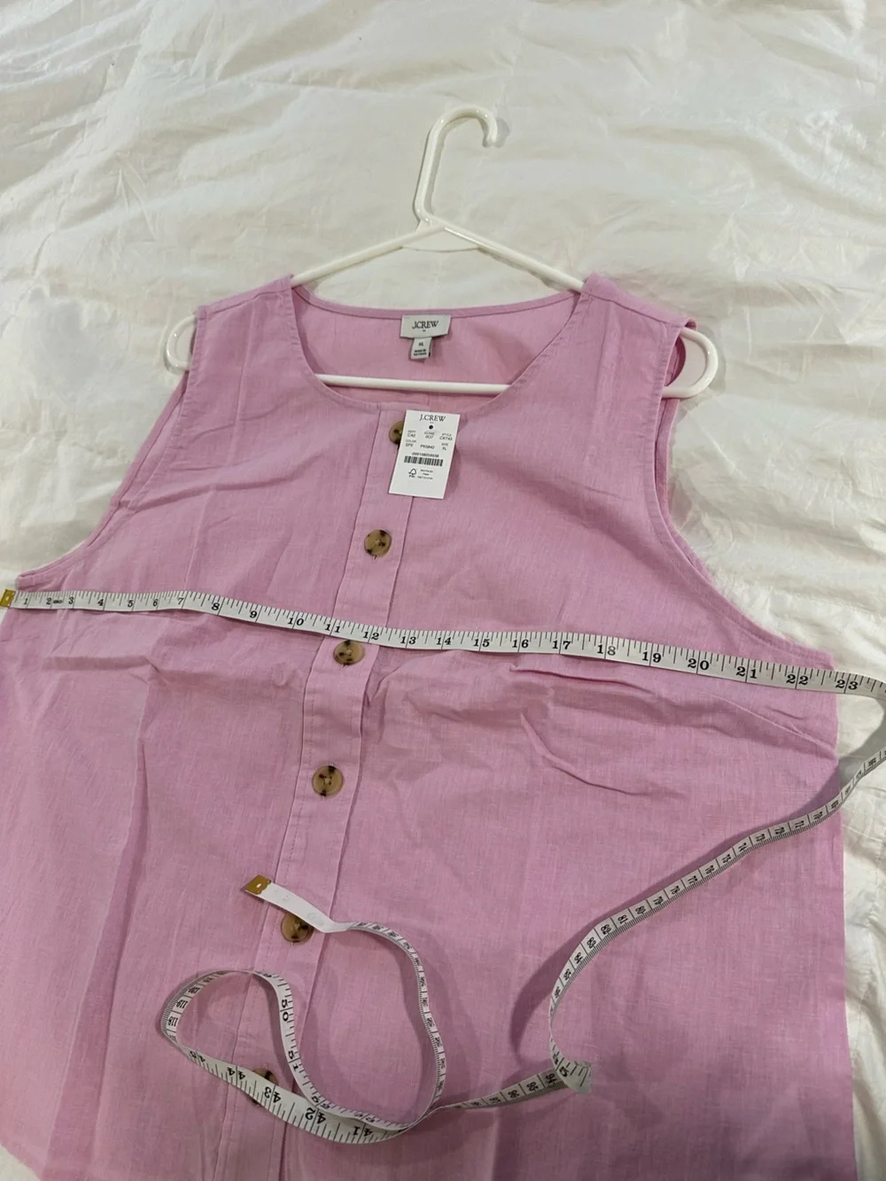 J.Crew Pink Linen Blend Sleeveless Button-Front Top
